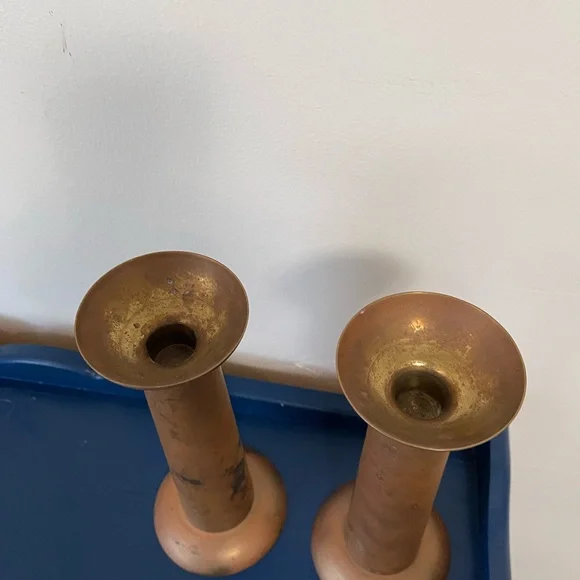 Antique Bronze Candle Holders - Picture 2 of 4